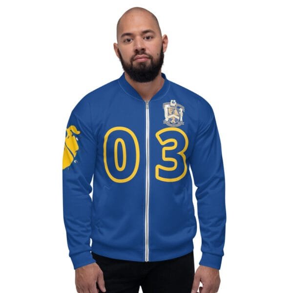 AEB03 BLUE Bomber Jacket (WBT - #BULLDOGS4LIFE)