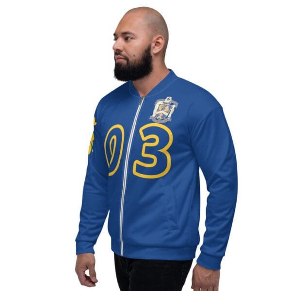 AEB03 BLUE Bomber Jacket (WBT - #BULLDOGS4LIFE) - Image 4