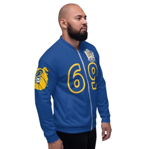 AEB69 BLUE Bomber Jacket (WBT - #BULLDOGS4LIFE) - Image 3