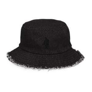 Distressed denim bucket hat - ReggieSaxLogo