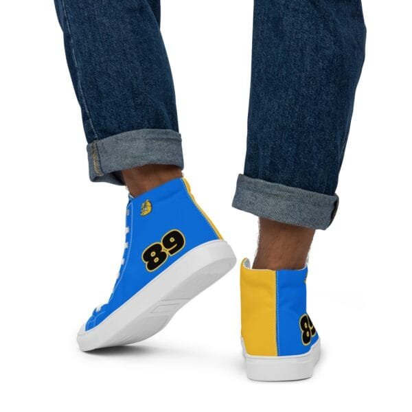 Custom - Blue & Gold Men’s high top canvas shoes | Upload Image - Image 7