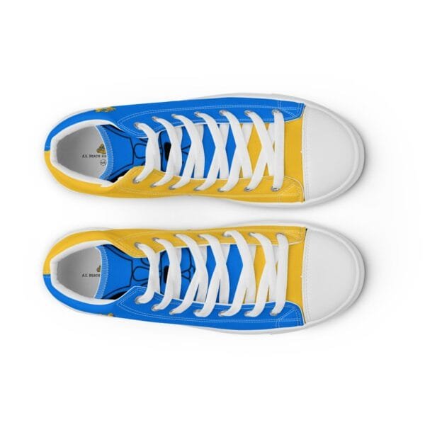 Custom - Blue & Gold Men’s high top canvas shoes | Upload Image - Image 9