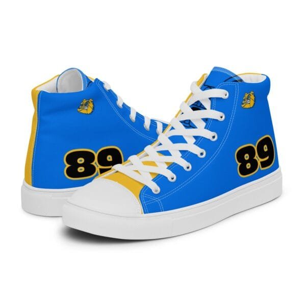 Custom - Blue & Gold Men’s high top canvas shoes | Upload Image - Image 5