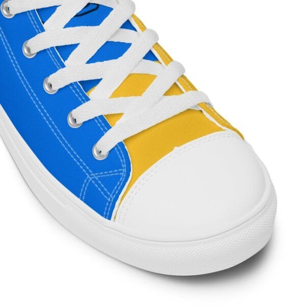 Custom - Blue & Gold Men’s high top canvas shoes | Upload Image - Image 3