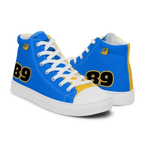 Custom - Blue & Gold Men’s high top canvas shoes | Upload Image - Image 4