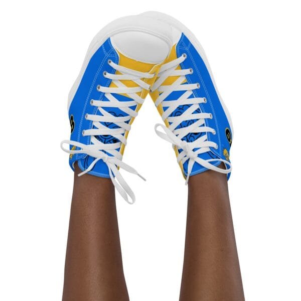 Custom - Blue & Gold Women's High Top Canvas Shoes | Upload Image - Image 3