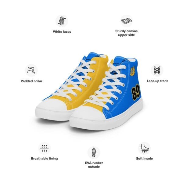 Custom - Blue & Gold Women's High Top Canvas Shoes | Upload Image - Image 9