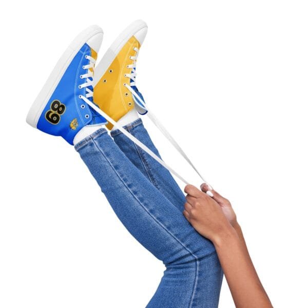 Custom - Blue & Gold Women's High Top Canvas Shoes | Upload Image - Image 4