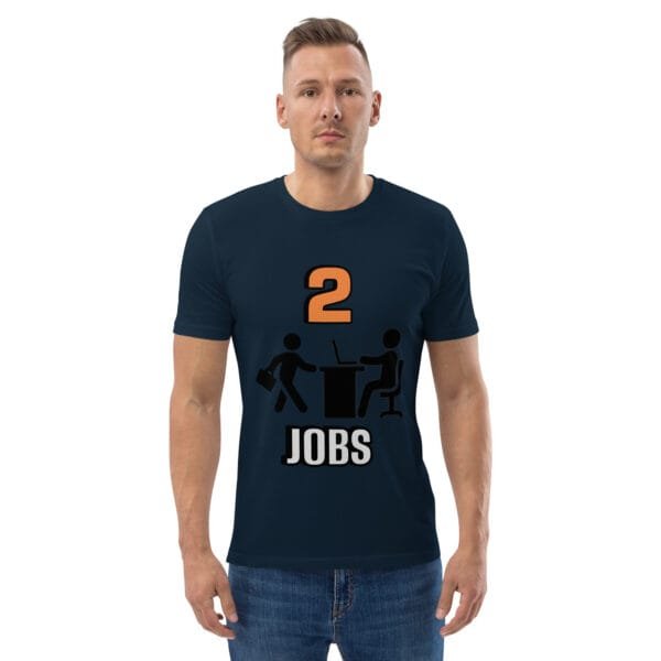 2JOBS - Unisex organic cotton t-shirt (Navy) - Image 2