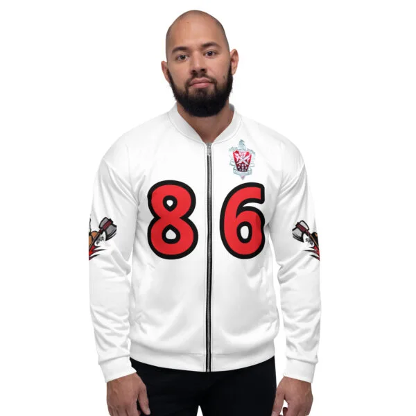 HVJ86  White & Red Bomber Jacket (Warriors)