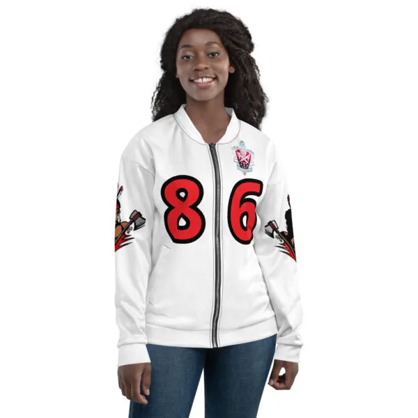 HVJ86  White & Red Bomber Jacket (Warriors) - Image 2