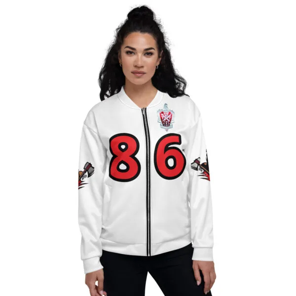 HVJ86  White & Red Bomber Jacket (Warriors) - Image 4