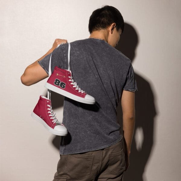 HV Men's - Crimson and silver Alumni High Top Canvas Shoes - Signature Edition - Image 3